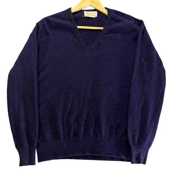 Vintage Scottish Cashmere V-Neck Sweater Men’s Medium - Picture 1 of 8